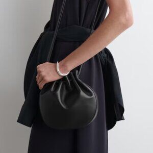 COS Gathered Pouch Black Leather Bag